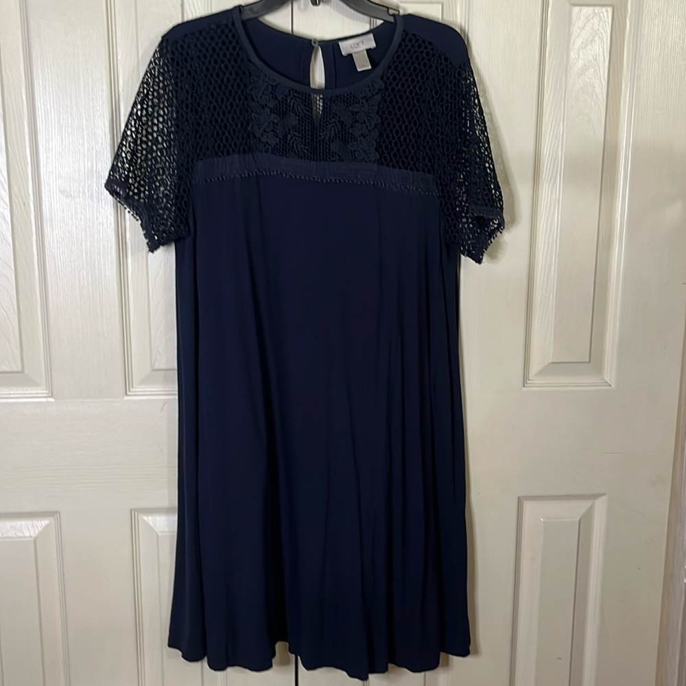 THE LOFT NAVY BLUESHORT SLEEVE MINI DRESS(254)